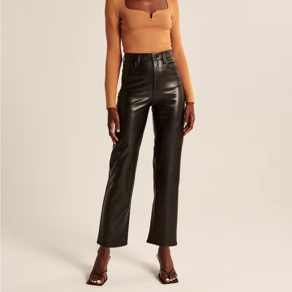 Abercrombie Vegan Leather Ankle Straight Pants NWT